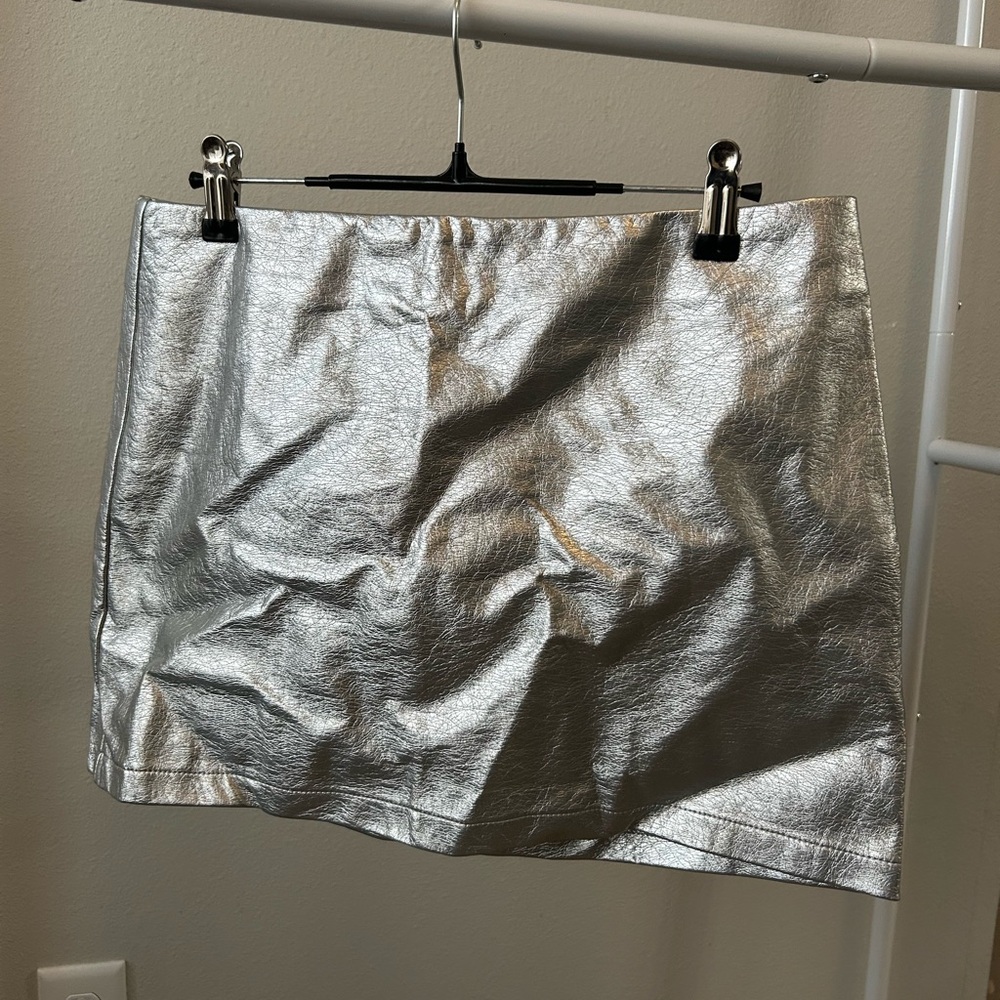 Fashion Nova Metallic Silver Mini Skirt